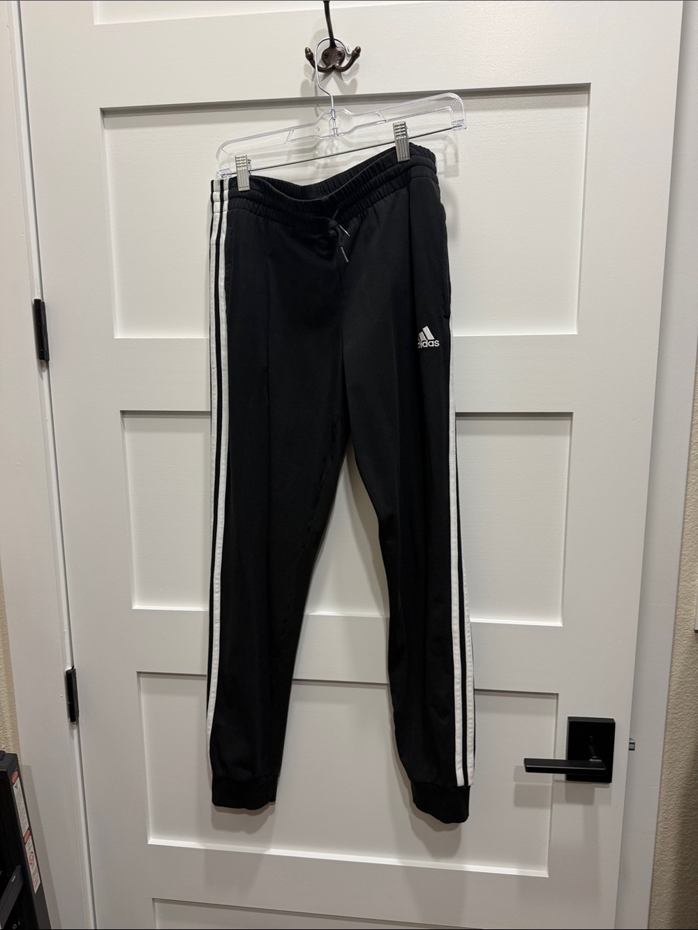 adidas Black Sweatpants with White Side Stripes